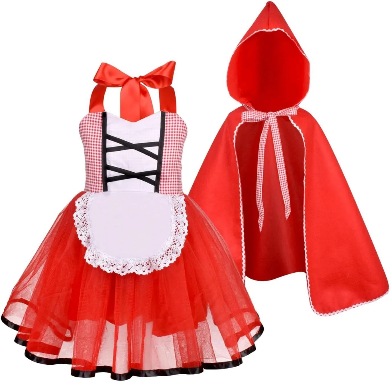 Red Dress Cape Photo Props Dress and Cloak for Themed Party Festival Masquerade