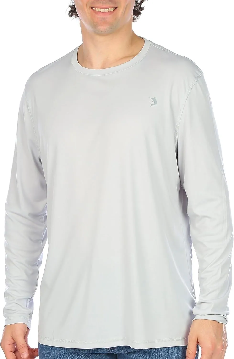 Reel Legends Mens UPF 50  Solid Reel-Tec Long Sleeve Shirt Medium Light Grey