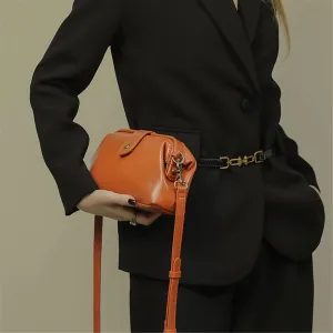 Retro Handmade Bag, Premium Leather Doctor Bag Crossbody, Unique Opening Women Shoulder Purses Commuter Bag (Brown)
