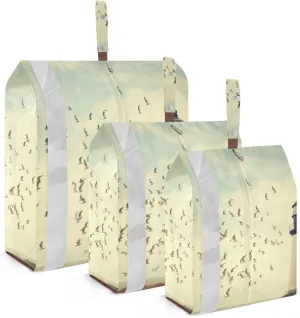 Retro Lighthouse Packing Cubes Set of 3, Lightweight Travel Luggage Organizers Foldable Bags for Easy Packing and Organization