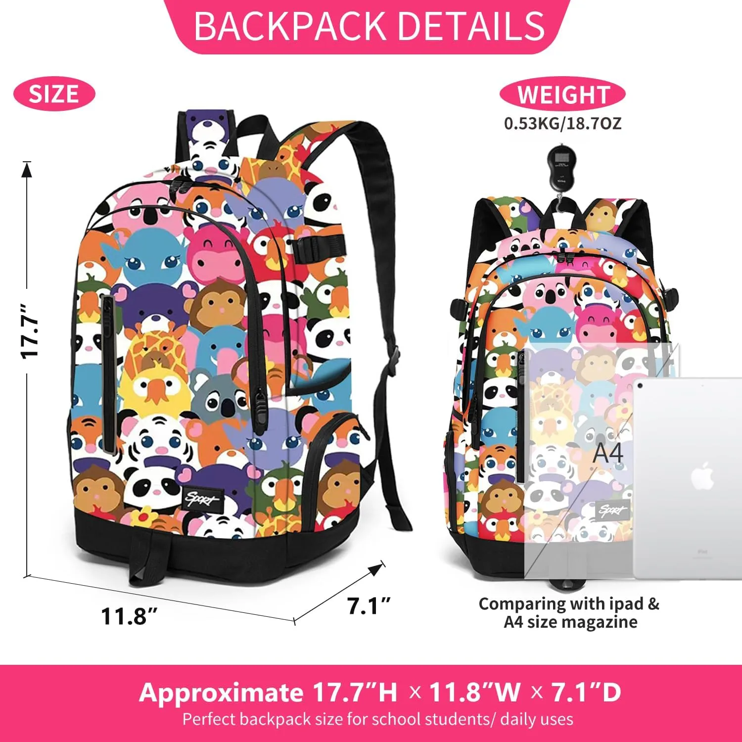 rickyh style School Backpack Travel Bag for Men & Women Lightweight College Back Pack with Laptop Compartmen