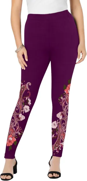 Roaman's Women's Plus Size Placement Print Legging