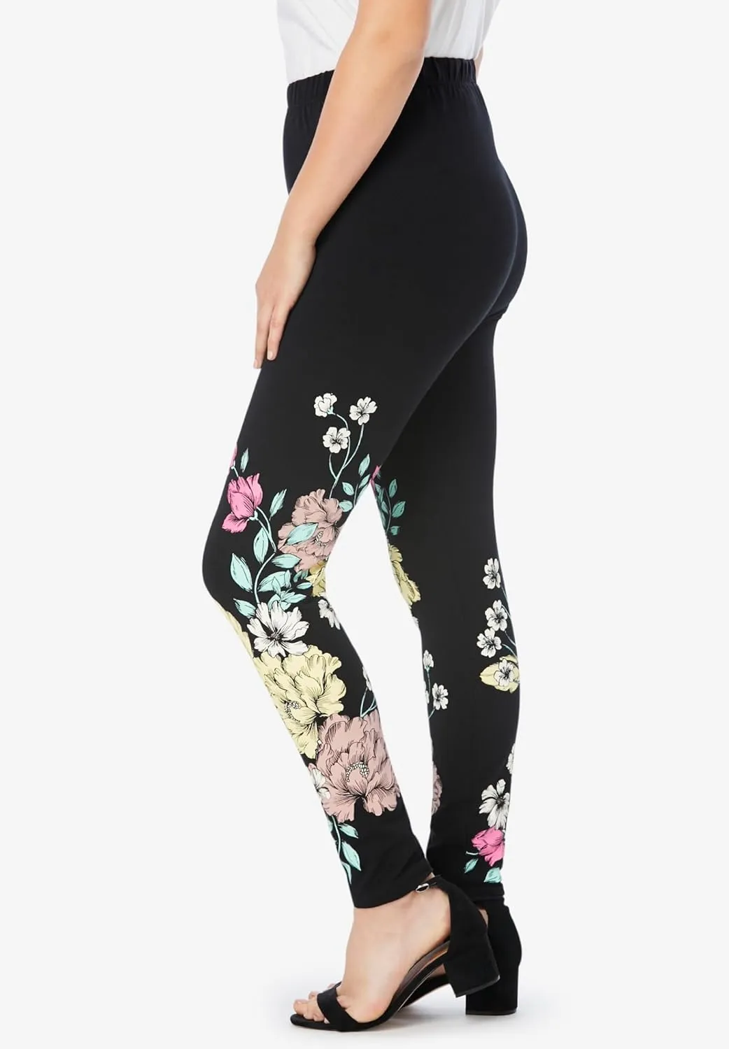 Roaman's Women's Plus Size Placement Print Legging
