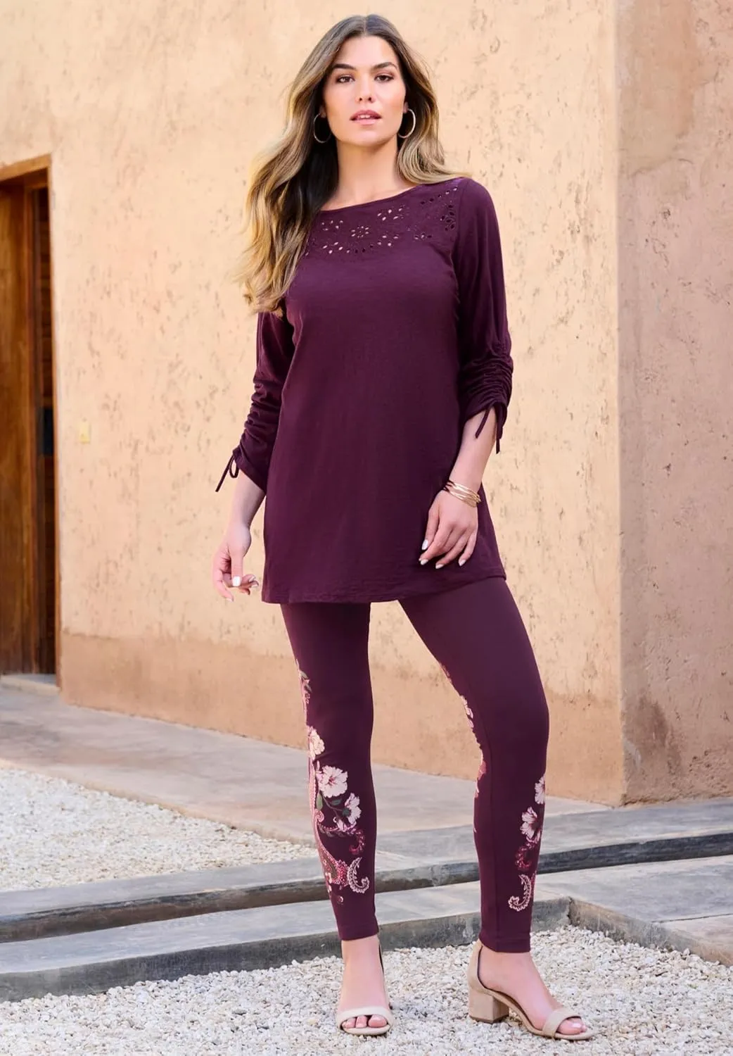 Roaman's Women's Plus Size Placement Print Legging