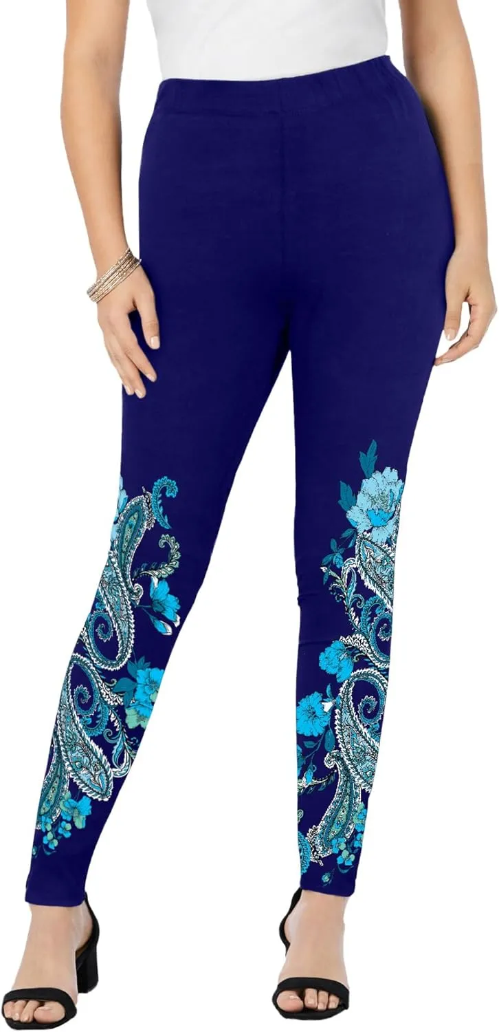 Roaman's Women's Plus Size Placement Print Legging