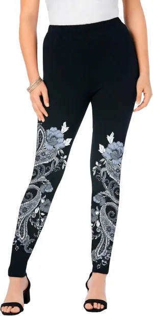 Roaman's Women's Plus Size Placement Print Legging