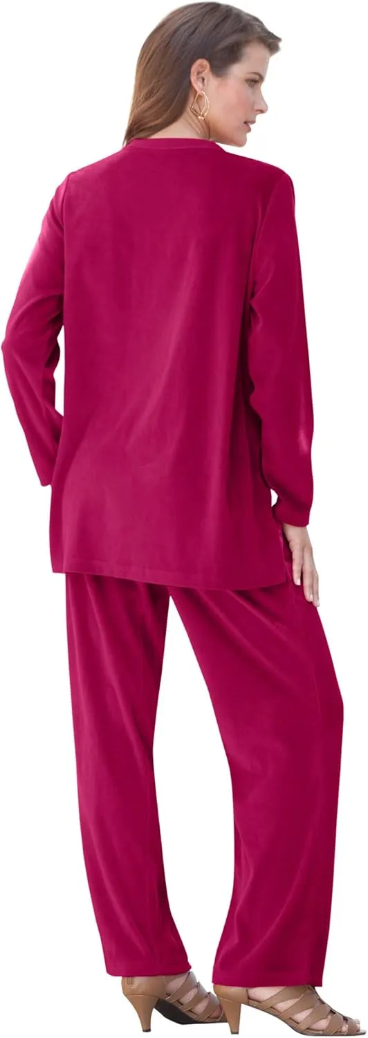 Roaman's Women's Plus Size Velour Jogger Set