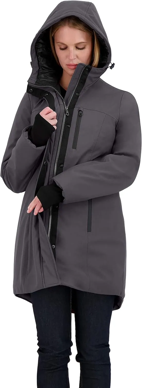 Sebby Collection Women's Winter Coat, Warm Hooded Puffer Parka Jacket, Puffy Faux Down Insulated Wind and Water Repellent