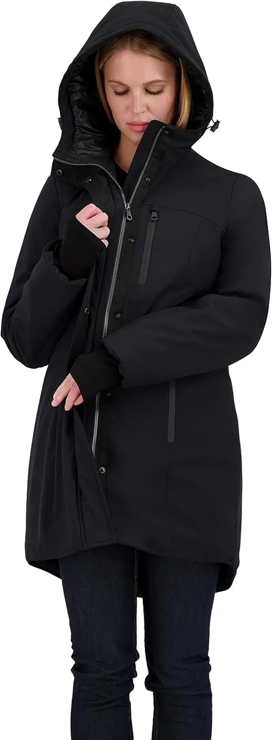Sebby Collection Women's Winter Coat, Warm Hooded Puffer Parka Jacket, Puffy Faux Down Insulated Wind and Water Repellent