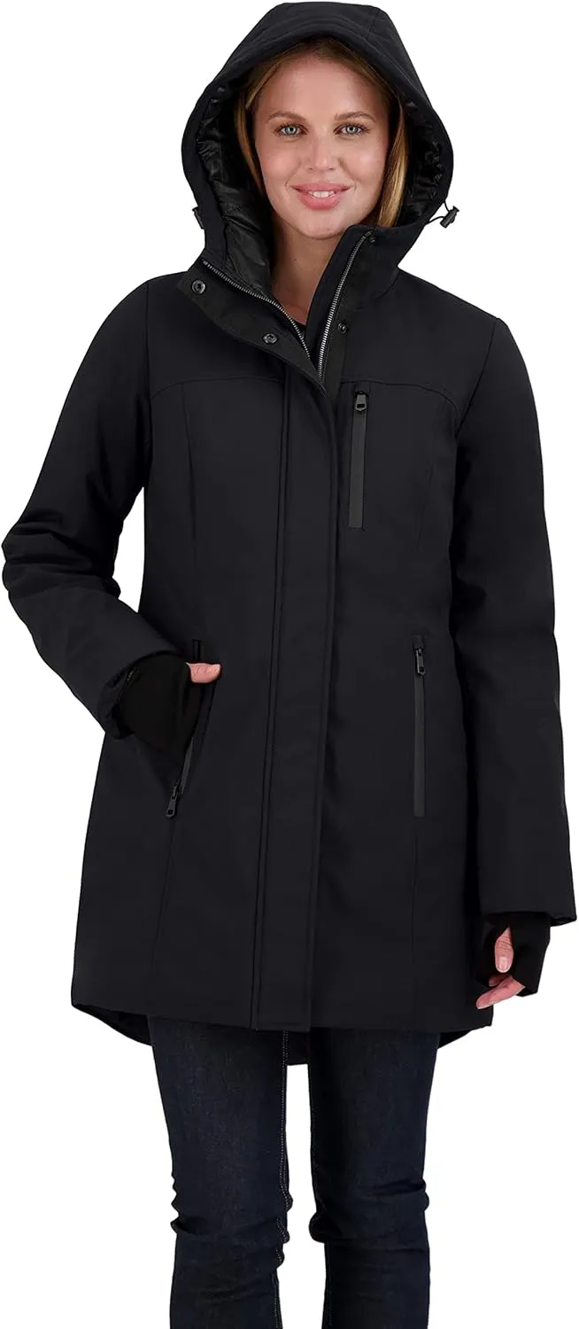 Sebby Collection Women's Winter Coat, Warm Hooded Puffer Parka Jacket, Puffy Faux Down Insulated Wind and Water Repellent