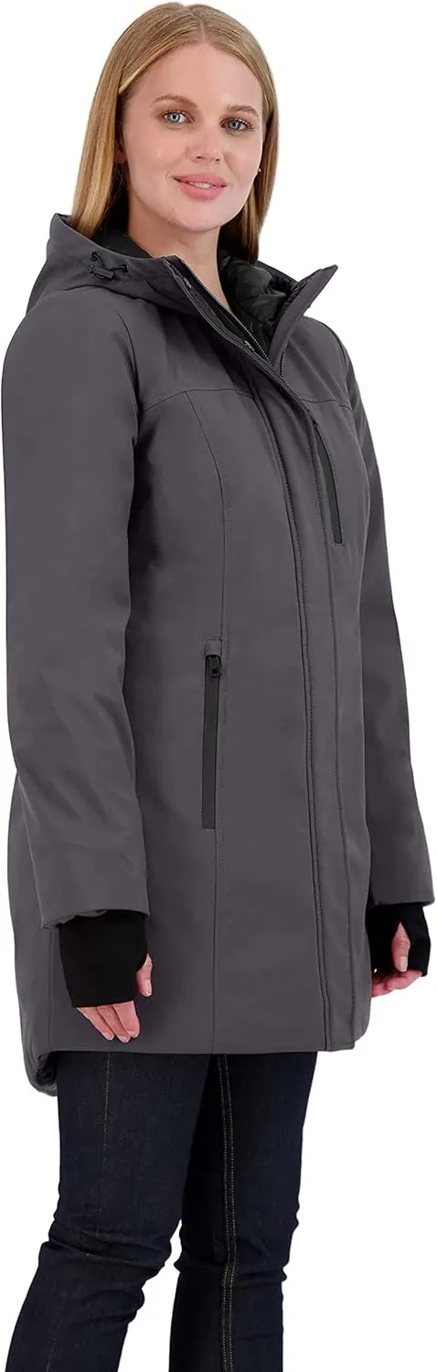 Sebby Collection Women's Winter Coat, Warm Hooded Puffer Parka Jacket, Puffy Faux Down Insulated Wind and Water Repellent