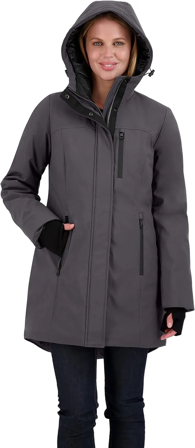 Sebby Collection Women's Winter Coat, Warm Hooded Puffer Parka Jacket, Puffy Faux Down Insulated Wind and Water Repellent