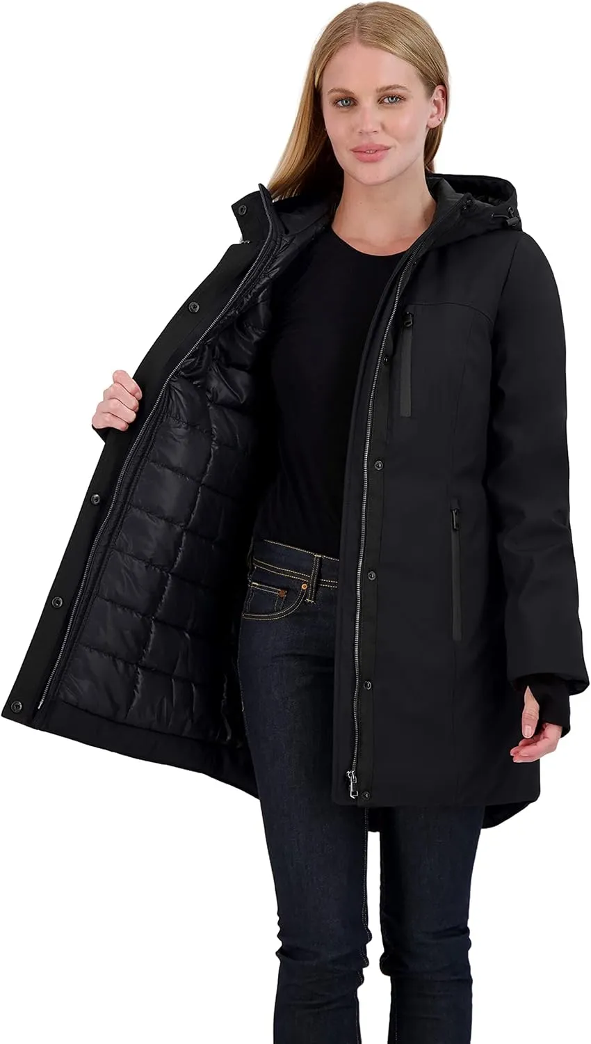 Sebby Collection Women's Winter Coat, Warm Hooded Puffer Parka Jacket, Puffy Faux Down Insulated Wind and Water Repellent