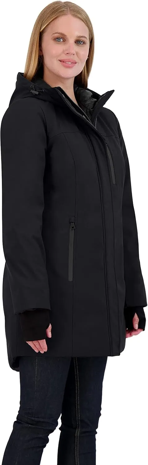 Sebby Collection Women's Winter Coat, Warm Hooded Puffer Parka Jacket, Puffy Faux Down Insulated Wind and Water Repellent