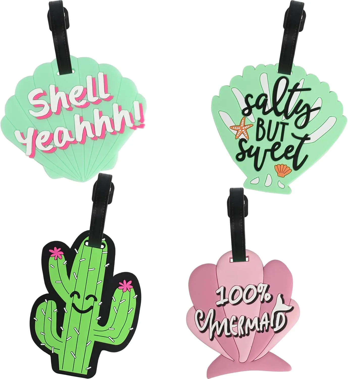 Shell Luggage Tag 4PCS, Unique Cute Luggage Tags Travel Suitcase Tags Summer Beach Series Identify Label with Loop