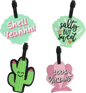Shell Luggage Tag 4PCS, Unique Cute Luggage Tags Travel Suitcase Tags Summer Beach Series Identify Label with Loop