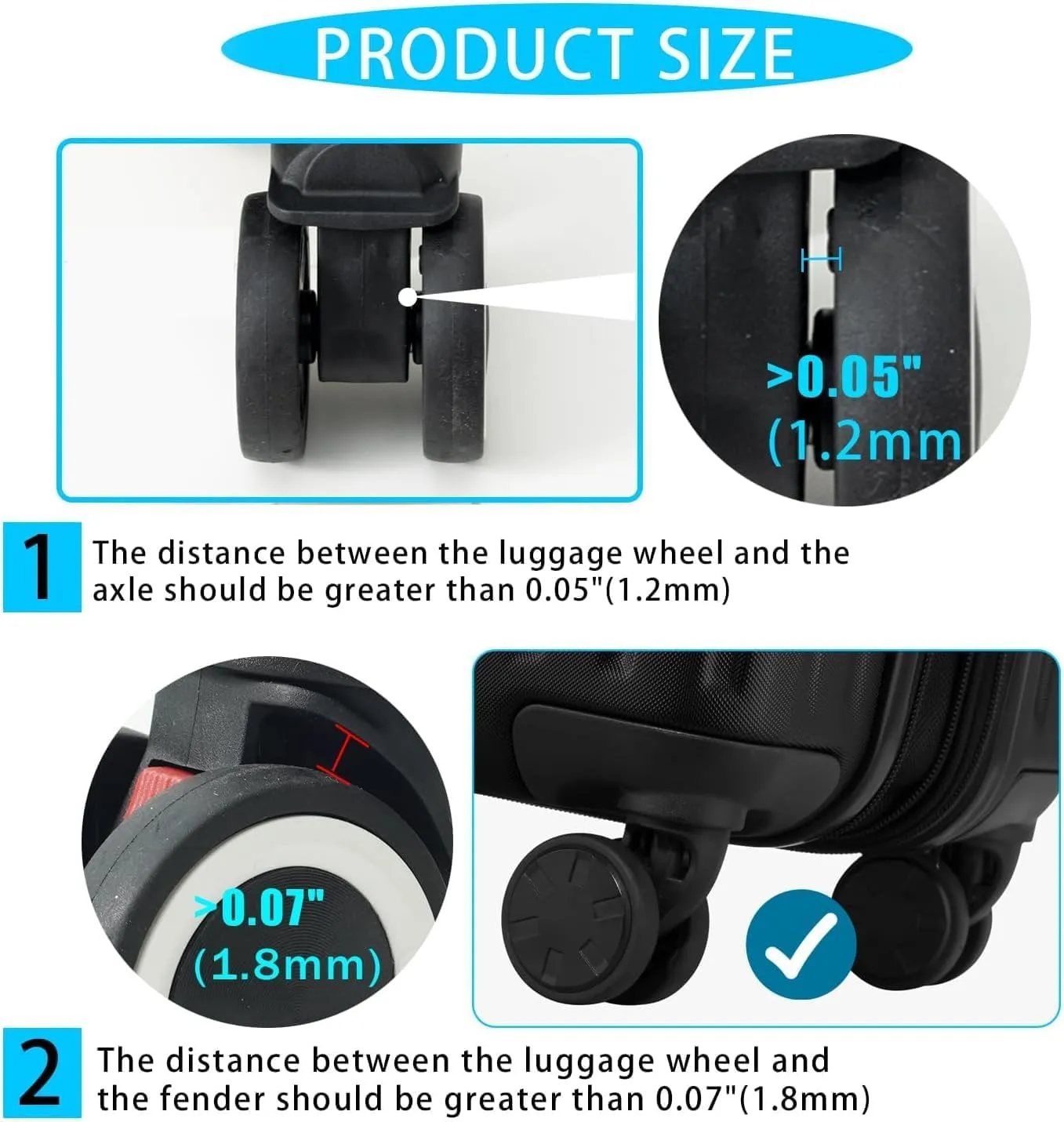 Silicone Luggage Wheel Protectors, Carry-On Suitcase Covers, Anti-Wear & Quiet, Fits 2-2.4" Spinner Wheels, Must-Have Travel Gear (grey)