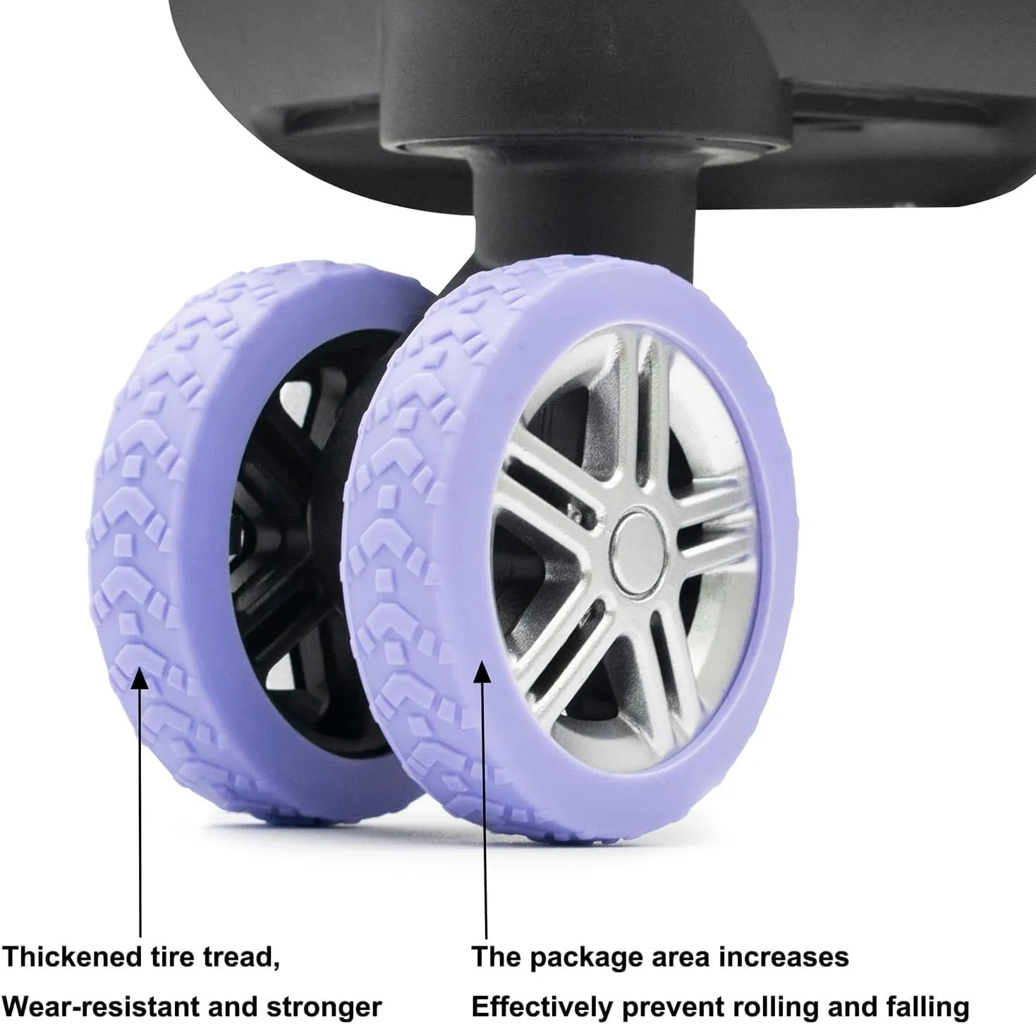 Silicone Luggage Wheel Protectors, Carry-On Suitcase Covers, Anti-Wear & Quiet, Fits 2-2.4" Spinner Wheels, Must-Have Travel Gear (grey)