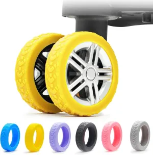 Silicone Luggage Wheel Protectors, Carry-On Suitcase Covers, Anti-Wear & Quiet, Fits 2-2.4" Spinner Wheels, Must-Have Travel Gear (yellow)