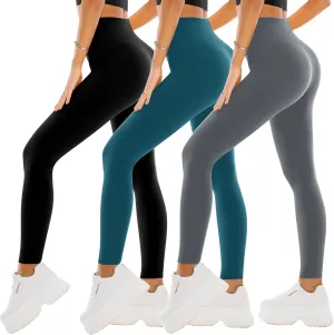 SINOPHANT 3 Pack Leggings for Women - High Waisted Tummy Control Buttery Soft Yoga Pants for Workout Athletic
