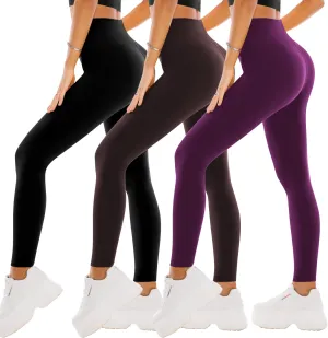 SINOPHANT 3 Pack Leggings for Women - High Waisted Tummy Control Buttery Soft Yoga Pants for Workout Athletic
