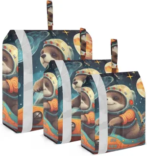 Sloth Space Planet Packing Cubes Set of 3, Lightweight Travel Luggage Organizers Foldable Bags for Easy Packing and Organization