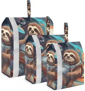 Sloth Space Planet Packing Cubes Set of 3, Lightweight Travel Luggage Organizers Foldable Bags for Easy Packing and Organization