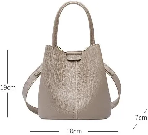 Small group bag, commuting women's bag, crossbody bag, spring and summer high-end leather vegetable basket, portable crossbody bucket bag (Milk tea color)