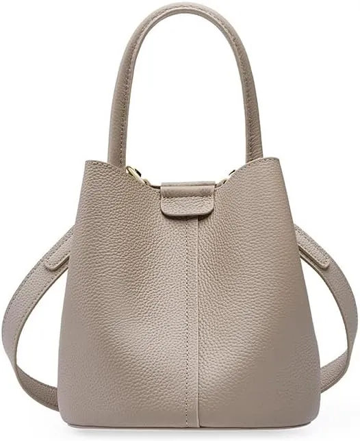 Small group bag, commuting women's bag, crossbody bag, spring and summer high-end leather vegetable basket, portable crossbody bucket bag (Milk tea color)