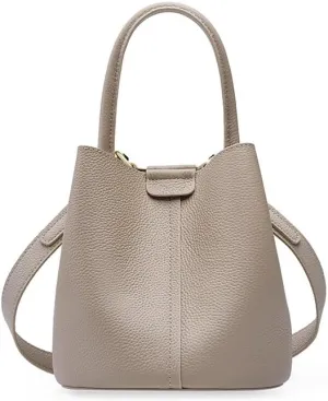 Small group bag, commuting women's bag, crossbody bag, spring and summer high-end leather vegetable basket, portable crossbody bucket bag (Milk tea color)