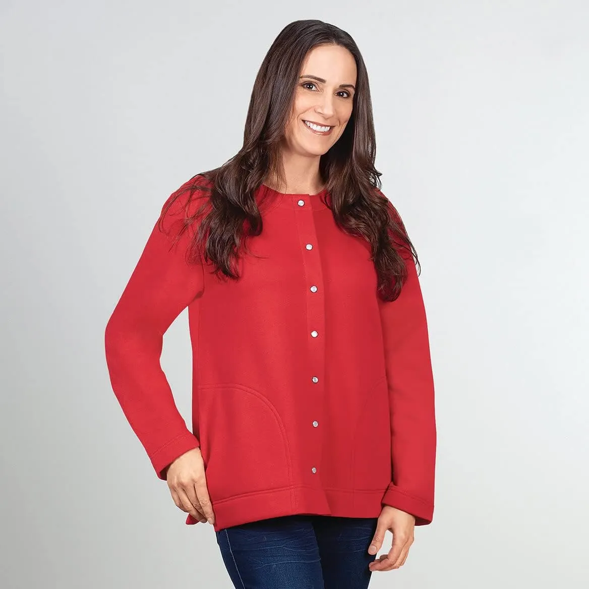 Snap Front Sweatshirt Cardigan by Sawyer CreekTM