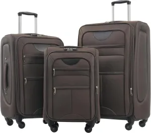 Softside Luggage 3pcs Set  Expandable Spinner Suitcases, Lightweight Softshell Travel Bag Set With Upright Handle, Brown