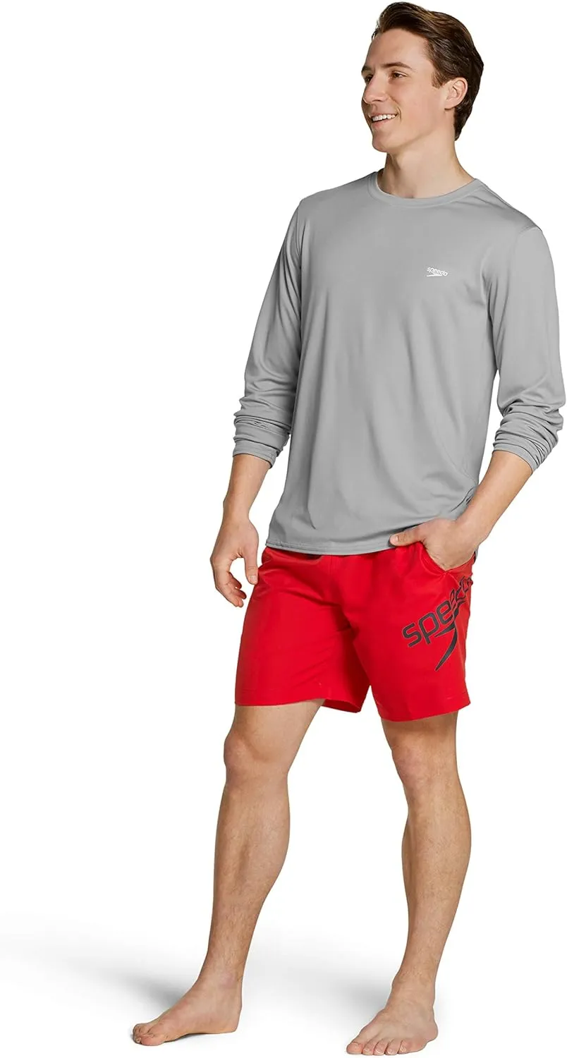 Speedo Men's UV Swim Shirt Basic Easy Long Sleeve Regular Fit