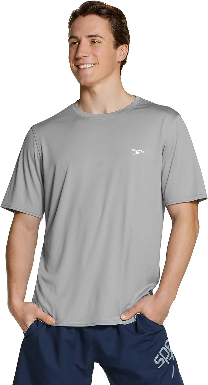 Speedo Men's UV Swim Shirt Basic Easy Short Sleeve Regular Fit