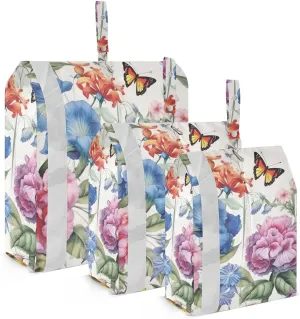 Spring Flowers Butterfly Packing Cubes Set of 3, Lightweight Travel Luggage Organizers Foldable Bags for Easy Packing and Organization