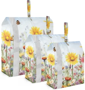 Spring Wildflowers Packing Cubes Set of 3, Lightweight Travel Luggage Organizers Foldable Bags for Easy Packing and Organization