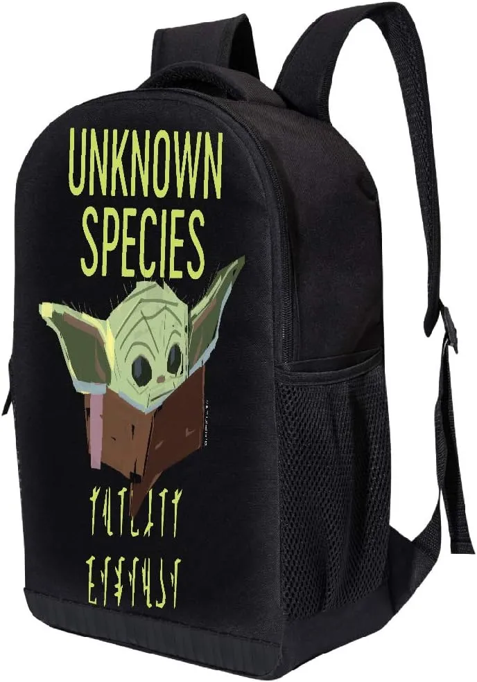 STAR WARS BLACK MANDALORIAN BACKPACK 18 INCH AIR MESH PADDED BAG (Unknown Species)