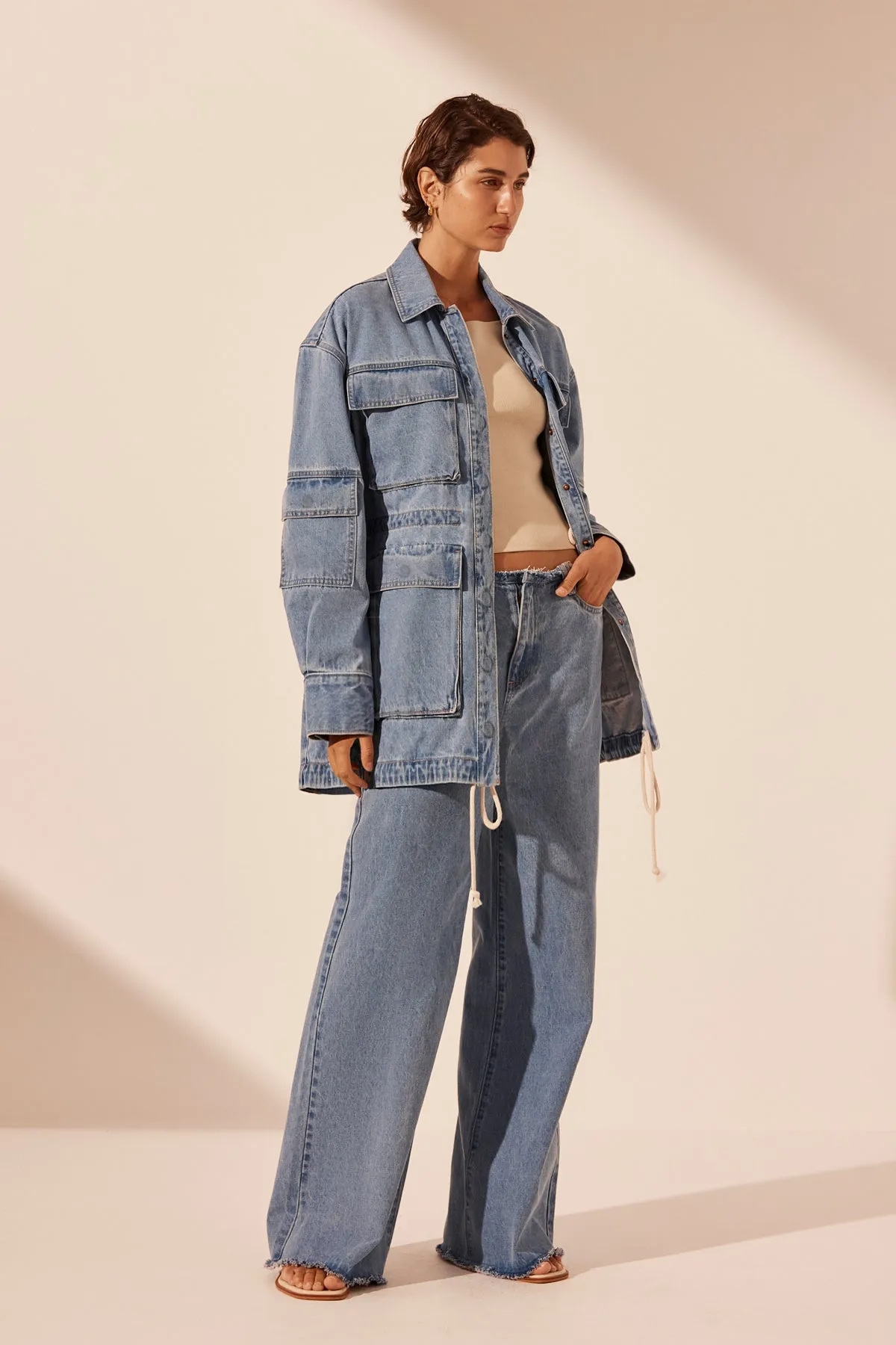 STELLA ANORAK PATCH POCKET JACKET - MID BLUE