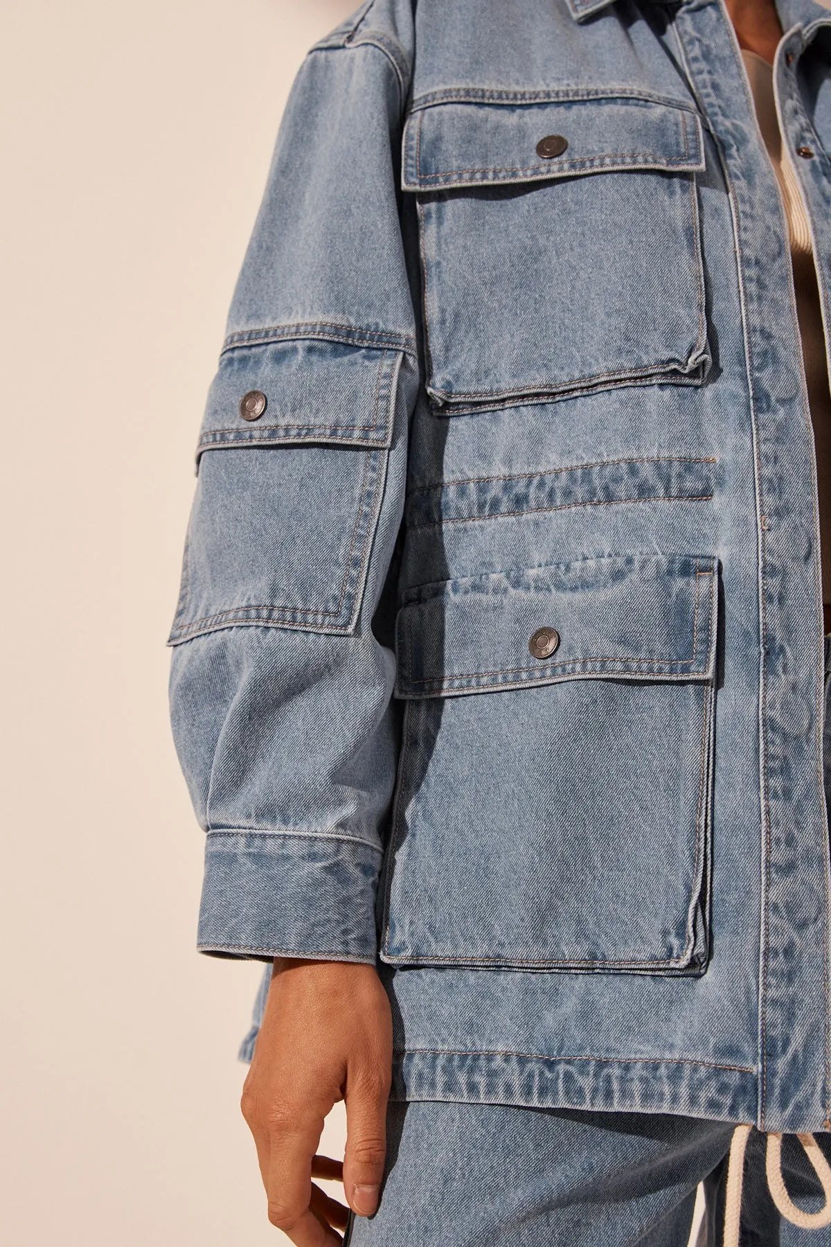 STELLA ANORAK PATCH POCKET JACKET - MID BLUE