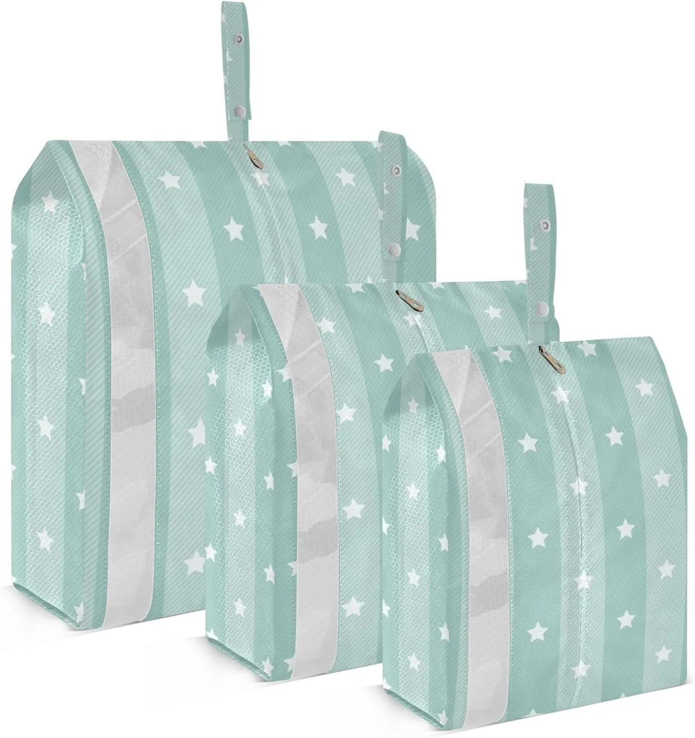 Stripes Stars Packing Cubes Set of 3, Lightweight Travel Luggage Organizers Foldable Bags for Easy Packing and Organization