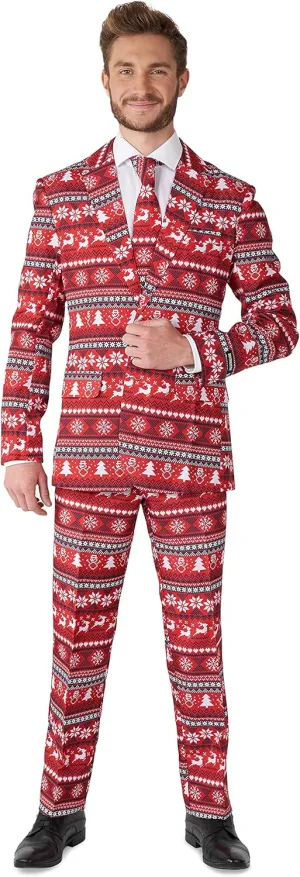 Suitmeister Men's Christmas Suit - Ugly Holiday Festive Outfit - Includes Blazer, Pants, Tie