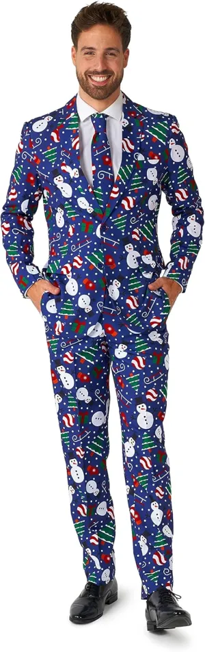 Suitmeister Men's Christmas Suit - Ugly Holiday Festive Outfit - Includes Blazer, Pants, Tie