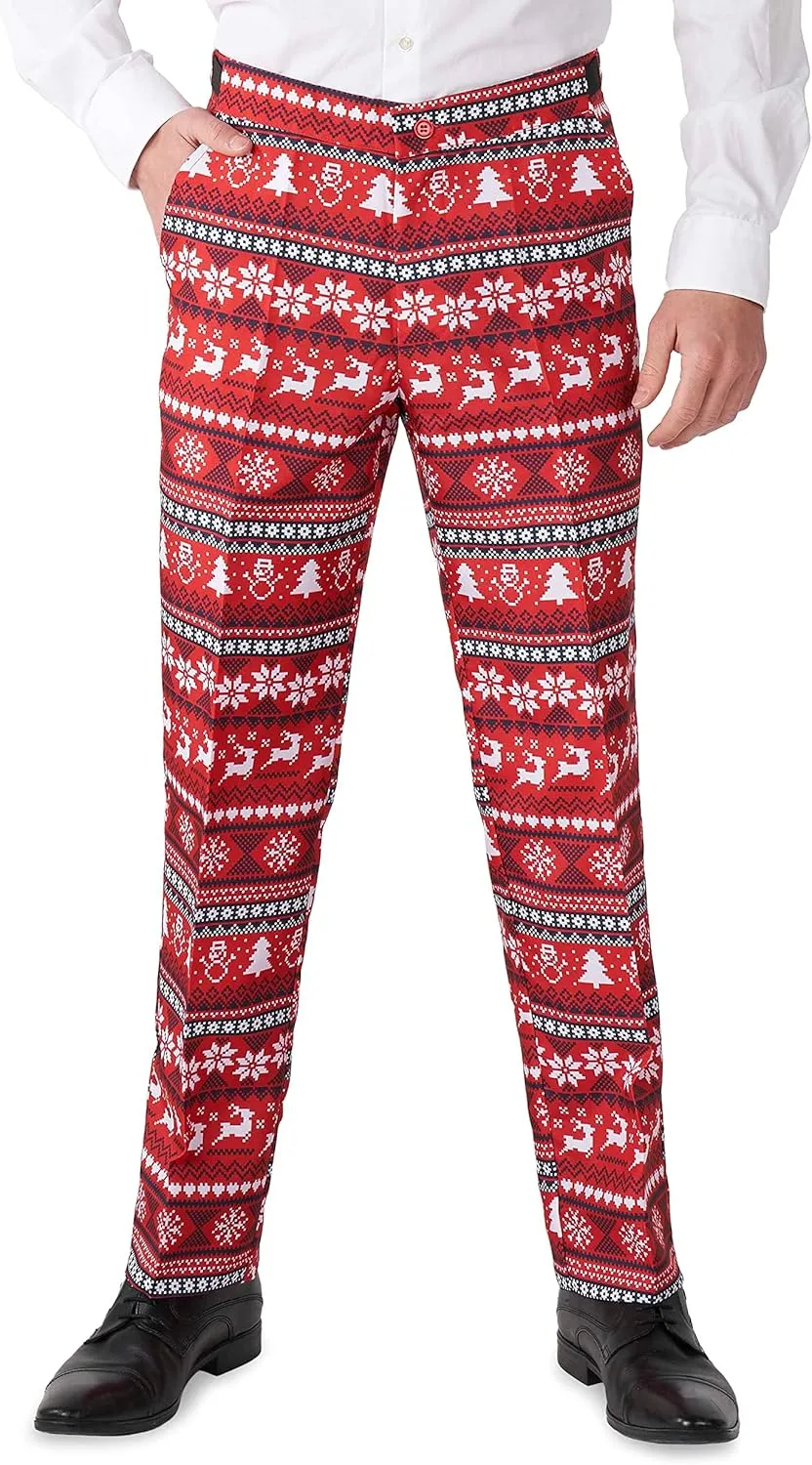 Suitmeister Men's Christmas Suit - Ugly Holiday Festive Outfit - Includes Blazer, Pants, Tie
