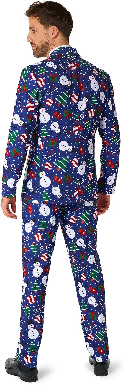 Suitmeister Men's Christmas Suit - Ugly Holiday Festive Outfit - Includes Blazer, Pants, Tie