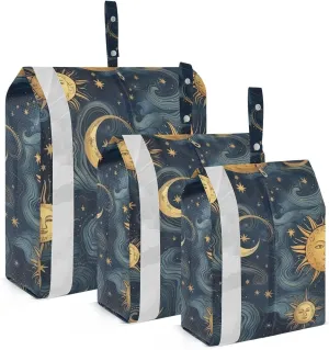 Sun and Moon Packing Cubes Set of 3, Lightweight Travel Luggage Organizers Foldable Bags for Easy Packing and Organization