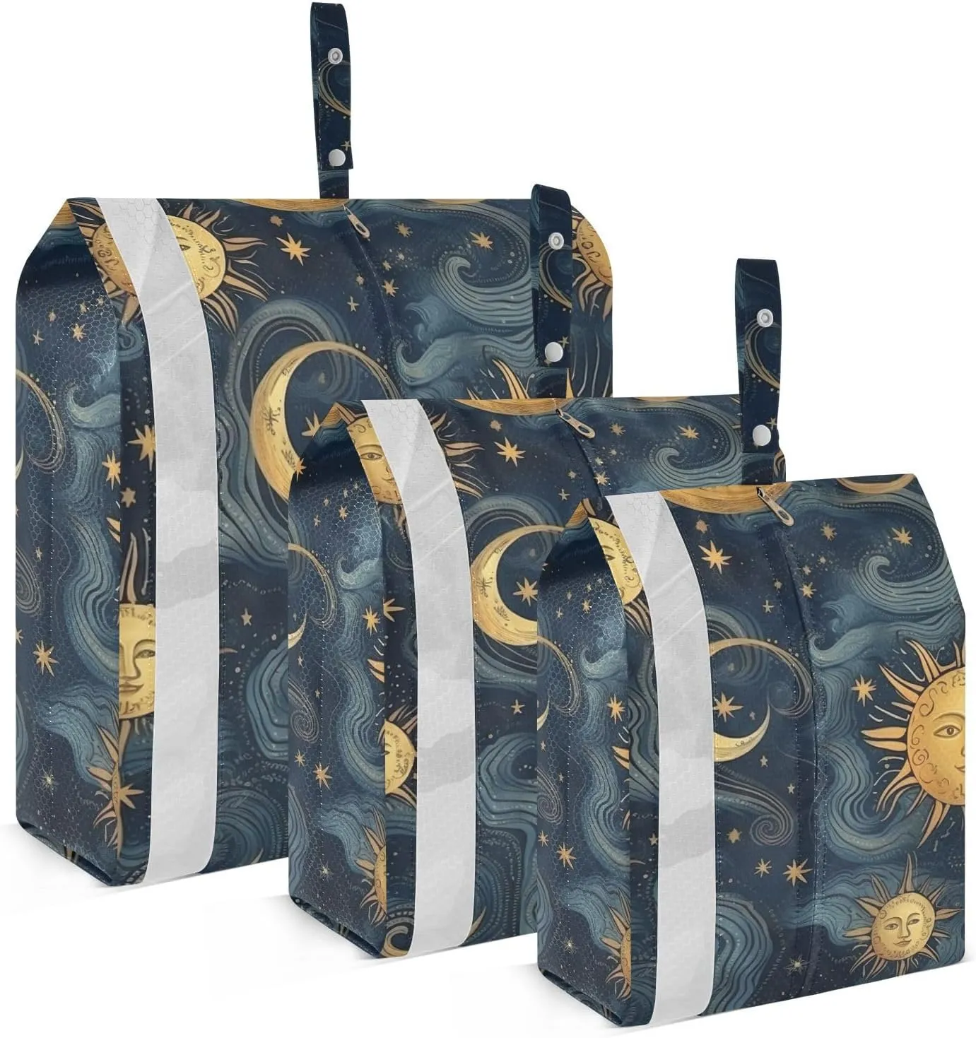Sun and Moon Packing Cubes Set of 3, Lightweight Travel Luggage Organizers Foldable Bags for Easy Packing and Organization