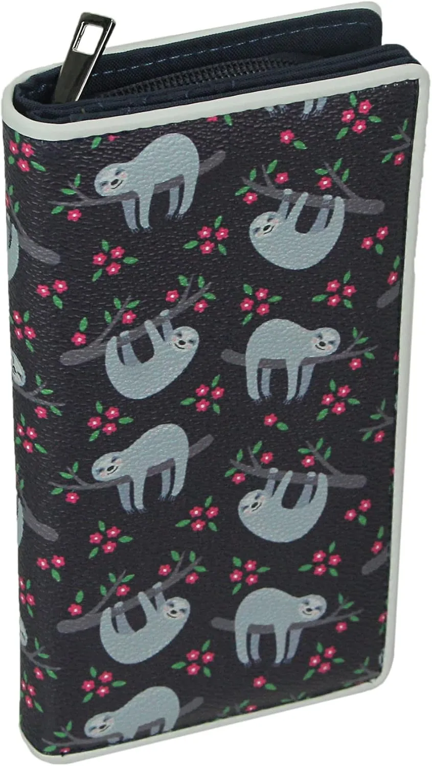 Take It Easy Happy Sloth Vinyl Novelty Wallet ID Holder Snap Fashion Wristlet