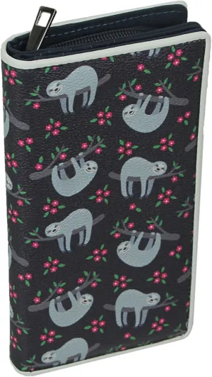 Take It Easy Happy Sloth Vinyl Novelty Wallet ID Holder Snap Fashion Wristlet