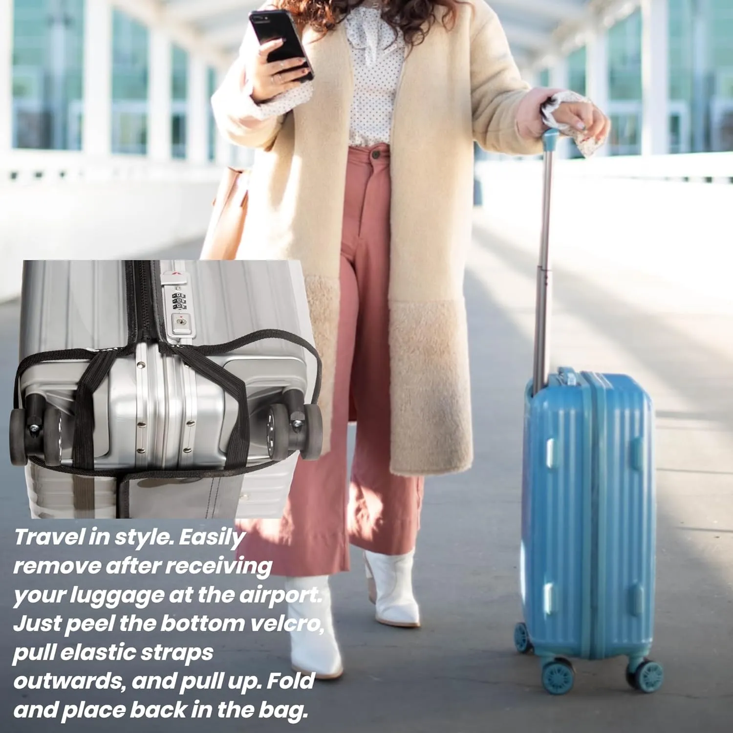 TEA&YOU Original Luggage Cover with Easy-Access Zipper Popular Transparent Waterproof And Damage Resistant (28 inches)