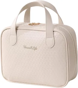 Travel Makeup Bag for Women, Large Capacity Cosmetic Bags, Organizer Portable Water-resistant Toiletry Bag (white)